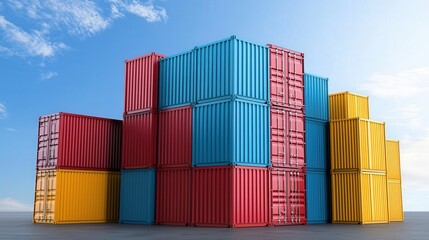 Poster - A stack of colorful shipping containers arranged neatly.