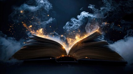 Poster - An open book with gently turning pages.