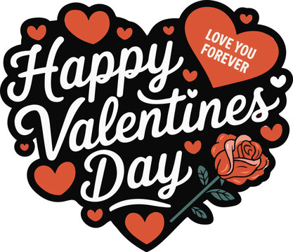 Blissful Valentines Day welcoming card. Calligraphic plan for print cards, standard, banner Hand drawn text lettering for Valentines Day with hearts shape Vector representation disconnected on white f