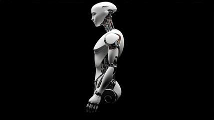 Aufkleber - A humanoid robot with sleek metallic features.
