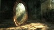 © Diegeme - Enchanted and Mysterious Reflection in an Abandoned Space with Illuminated Sunlight Shining Through Dusty Air in an Old, Ornate Mirror