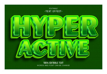 Hyper Active editable text effect 3d emboss modern style