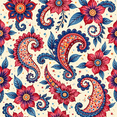 paisley pattern, surface pattern design, soft watercolor illustration