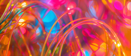 Vibrant Neon Lights Blur Abstract Background