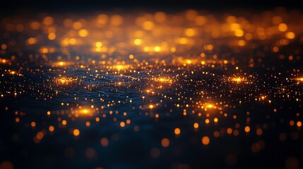 Poster - Glowing Particles of Light on Dark Background Creating an Enchanting and Ethereal Effect for Abstract Designs and Digital Art Projects