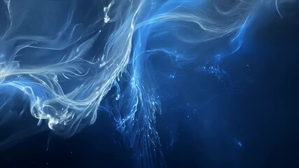 Aufkleber - Abstract blue and white fluid art with flowing patterns and light effects, ethereal and calming concept