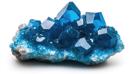 Poster - Blue crystal cluster with shiny reflections, highlighting its sharp edges and intricate patterns