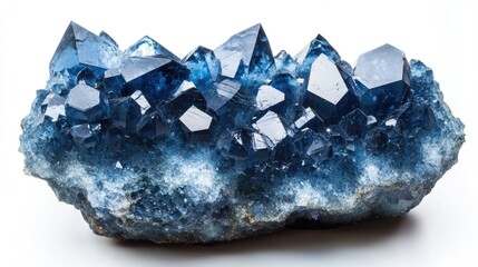Poster - Glossy blue crystal structure, showcasing detailed textures and a reflective surface