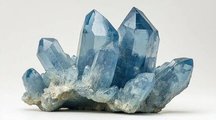 Poster - Stunning blue crystal cluster with shiny surfaces, revealing organic patterns and unique formations