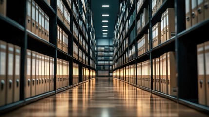Fototapete - The image illustrates a Document Management System (DMS) that optimizes online documentation and file management, emphasizing corporate technology and enterprise resource