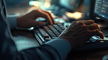 Aufkleber - A businessman is depicted engaging with a computer keyboard while accessing customer support channels, showcasing the essential means of communication through email, phon