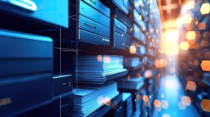 Fototapete - This image showcases a digital interface for managing documents, conveying a professional environment with emphasis on efficiency.