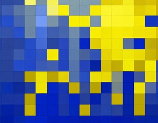 Poster - Blue and yellow squares abstract geometric banner design.Generated image
