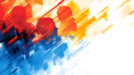 Poster - A vibrant abstract image featuring blurred silhouettes against a colorful backdrop, evoking motion and energy