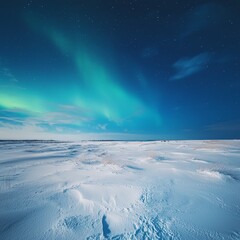 Wall Mural - Arctic Aurora Borealis over Snow Covered Plains