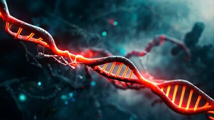 Poster - vibrant abstract science glowing dna double helix structure showcasing molecular genetic research in