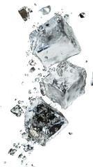 Poster - Falling ice cube isolated on transparent background