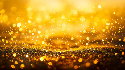 A panorama of golden confetti raining down as a background.