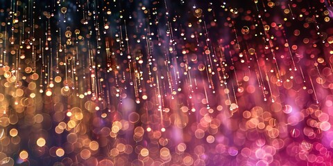 Wall Mural - rain drops on the window with colorful bokeh lights abstract background