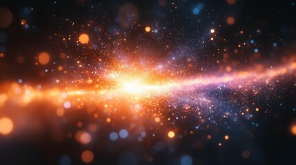 Poster - Vibrant Cosmic Energy in a Colorful Galaxy with Stars and Nebulae Creating an Impressive Display of Light and Color in the Night Sky