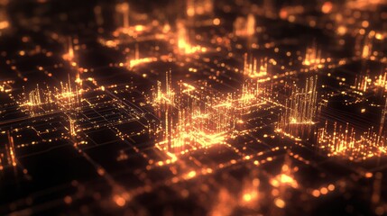 Aufkleber - A city glowing with data streams, representing the fast-moving and interconnected nature of a modern, digital metropolis.