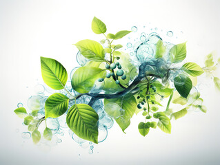 Awesome Plants with biochemistry structure on white background.