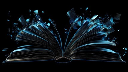 Poster - A symbolic image of a book with pages turning, representing knowledge, education, and the learning process.