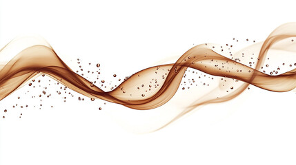Poster - Fluid movement of brown liquid with bubbles creating an artistic impression on white background