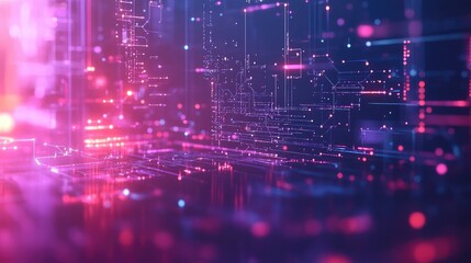 Poster - Abstract tech background filled with interconnected lines, nodes, and digital patterns, highlighting technological progress and innovation.