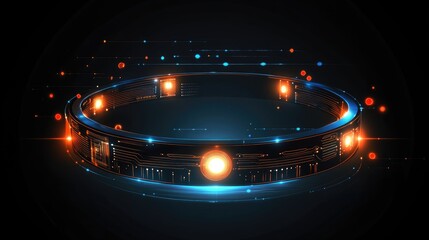 Poster - An abstract technological background with interconnected digital lines, circuit patterns, and glowing elements, symbolizing innovation