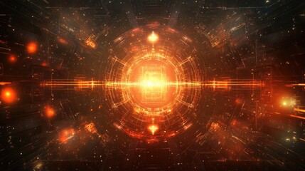 Poster - An abstract technological background with interconnected digital lines, circuit patterns, and glowing elements, symbolizing innovation