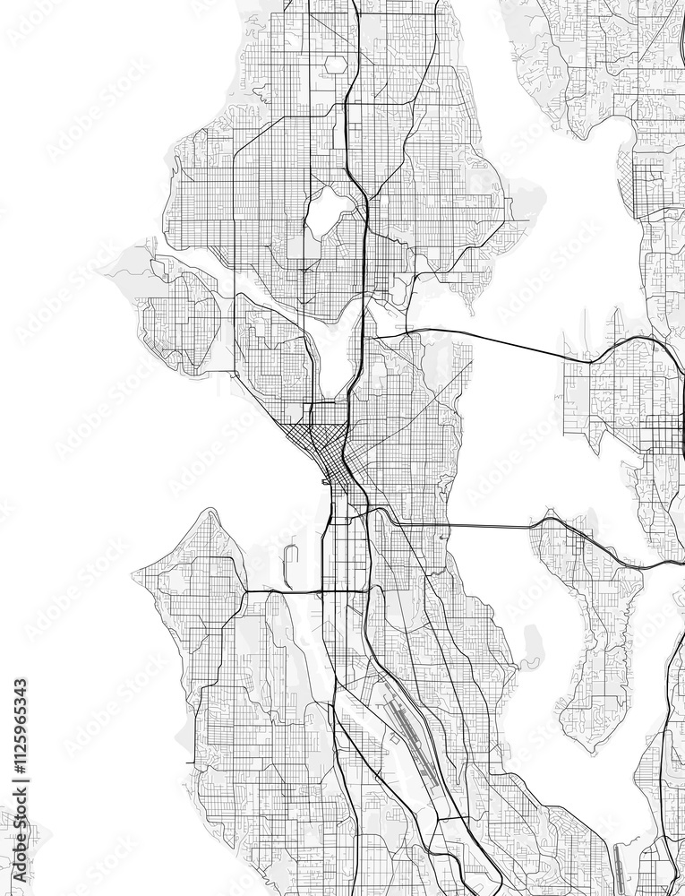 Map of Seattle, USA. Perfect for posters, printing, wallpaper, and home