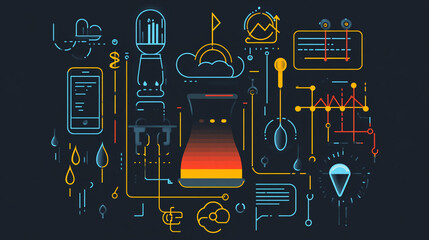 Poster - Colorful abstract representation of data and technology in modern design