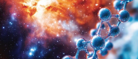 Wall Mural - molecular structure against a cosmic background