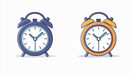 Poster - Classic Retro Alarm Clock Icons Featuring Bold Design in Vibrant Colors for Creative Use