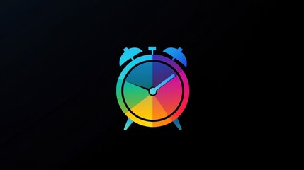 Poster - Minimalistic Flat Icon of Colorful Alarm Clock on Dark Background