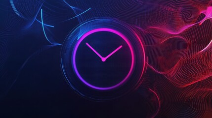 Poster - Modern Digital Alarm Clock Icon with Smooth Line Design and Vibrant Color Gradient Background