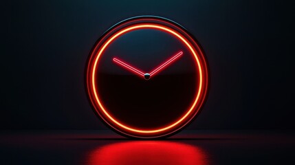 Poster - Modern Alarm Clock Icon with Bold Neon Design Displayed on Black Background