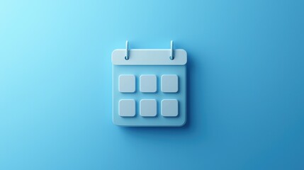 Poster - Modern Clean Calendar Icon with Sharp Edges and 3D Effects on Blue Background