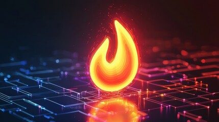 Poster - Dynamic Fire Icon Design Representing Energy and Blaze on Dark Background with Modern Aesthetic