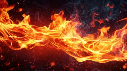 Poster - Dynamic and Bright Flame Flowing Through Dark Smoke for Professional Use and Design Projects
