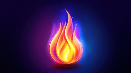 Poster - Futuristic Glowing Fire Icon Design with Vibrant Colors and Abstract Elements