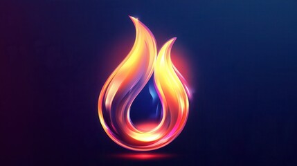 Poster - Glowing Fire Icon in Futuristic Vector Design with Vibrant Colors and Stylish Style
