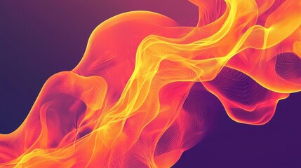 Poster - Vibrant Abstract Fire Icon with Orange Gradient and Flowing Tones for Digital Design Use
