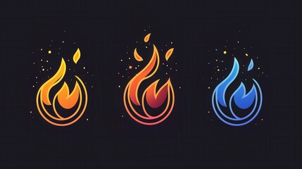 Poster - Vibrant Simple Flame Icon Collection with High Contrast for Design and Branding Applications