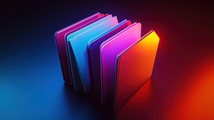 Poster - Realistic 3D Illustration of Colorful Business Folders Icon on a Gradient Background