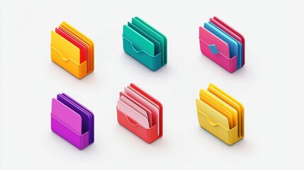Poster - Colorful Folder Icons Collection with Vibrant Graphics for Creative Design Projects