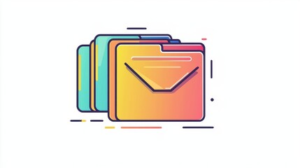 Poster - Smooth Line Art Concept of Colorful Folder Icons in Vibrant Modern Design Style