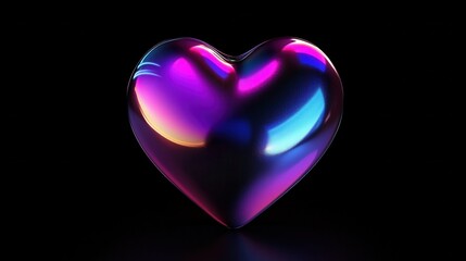 Poster - Vibrant 3D Heart Icon Design with Realistic Depth and Colorful Highlights
