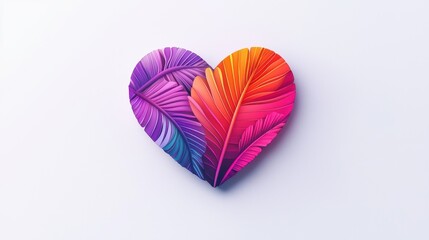 Poster - Vibrant Heart Icon with Bold Leaves Symbolizing Romantic Emotions and Natural Beauty